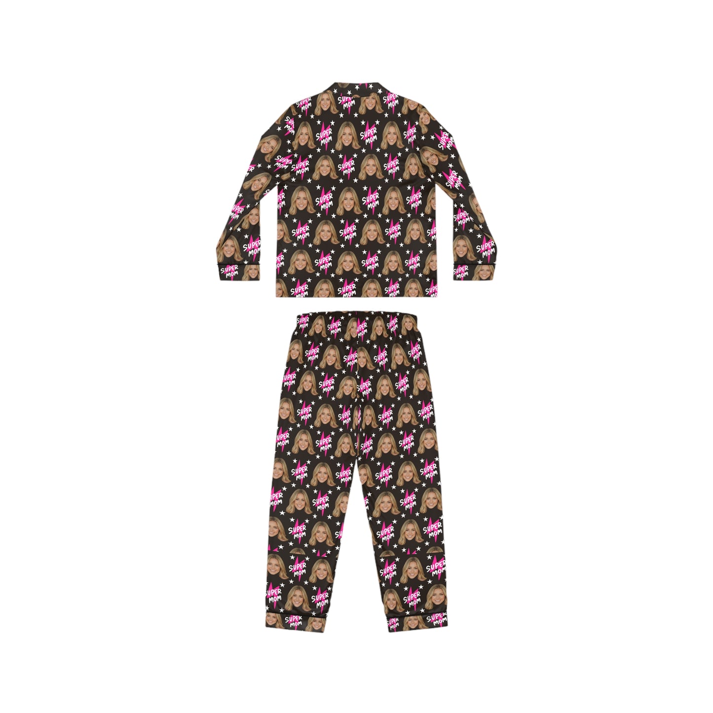 Patrón Super Mom | Pijama Personalizada con Foto de Cara para Mujer | Regalo Único para Mamás, Cumpleaños, Día de las Madres, Esposas, Amigas