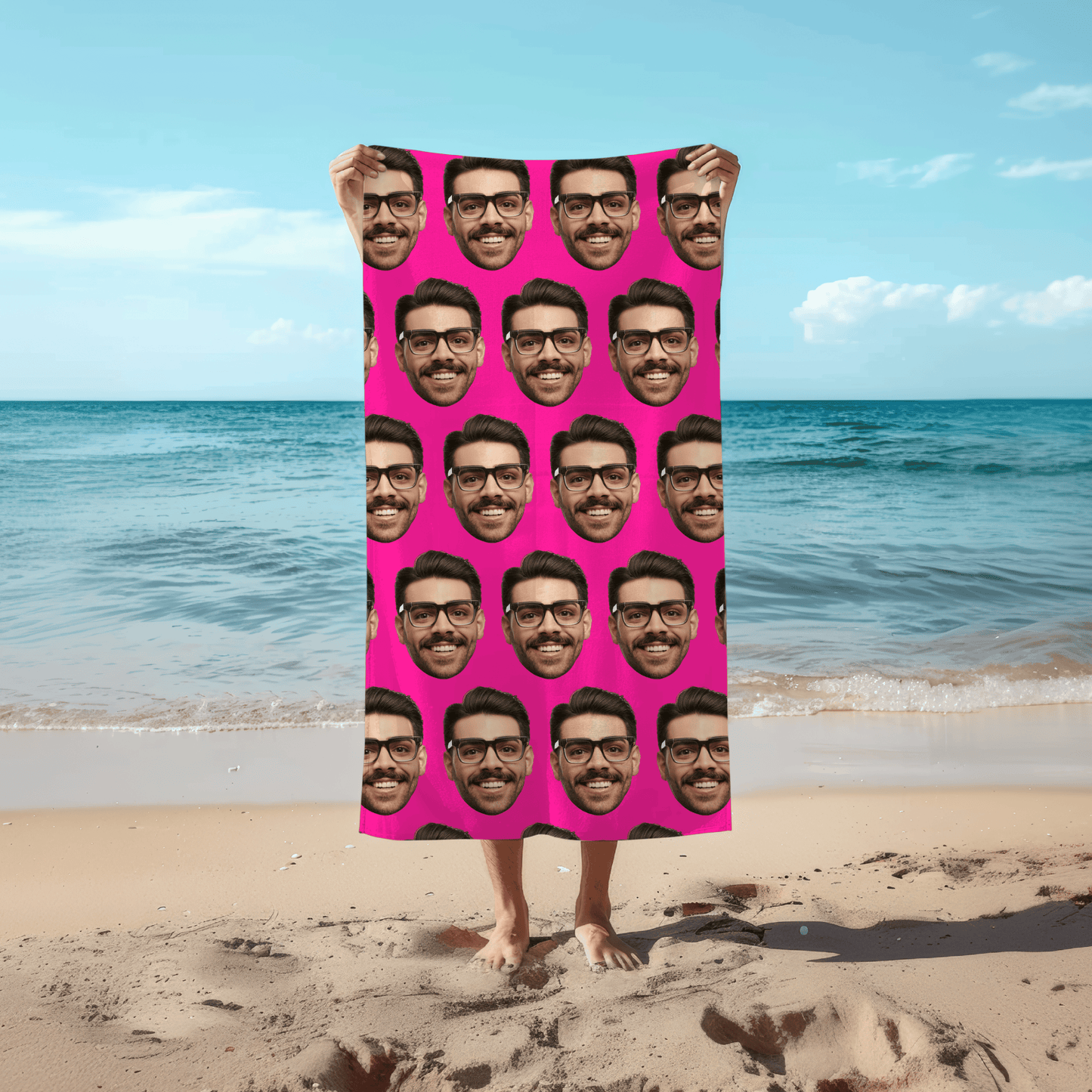 Patrón con Fotos | Toalla Personalizada con Cara o Foto | Regalo Original para Hombre, Mujer, Novio, Novia, Mamá, Papá, Amigos | Playa, Baño, Gimnasio