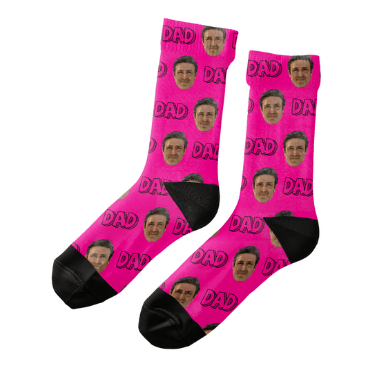 DAD | Calcetas Personalizadas con Foto de Cara para Jóvenes, Hombre y Mujer | Regalo Único para Papá, Adolescentes, Amigos, Hermanos, Novios, Todos
