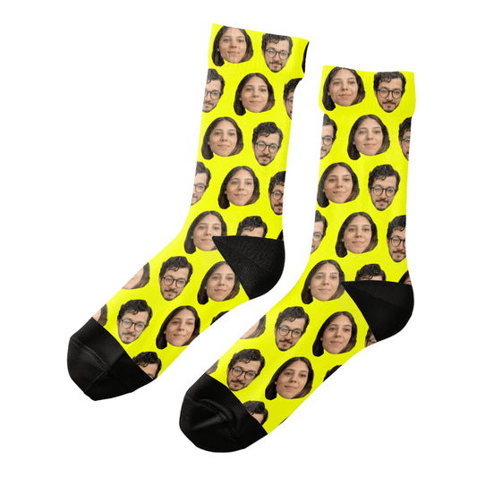Patrón Dos Fotos | Calcetas Personalizadas con Foto de Cara para Jóvenes, Hombre y Mujer | Regalo Único para Adolescentes, Amigos, Mujeres, Hermanos, Novios, Todos