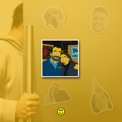 Personajes Amarillos Imán Personalizado Foto | Imán con Foto de Cara con Corte al Borde | Regalo Divertido y Único para Refrigerador, Hecho a Mano para Amigos, Parejas, Mascotas, Familia, Novios