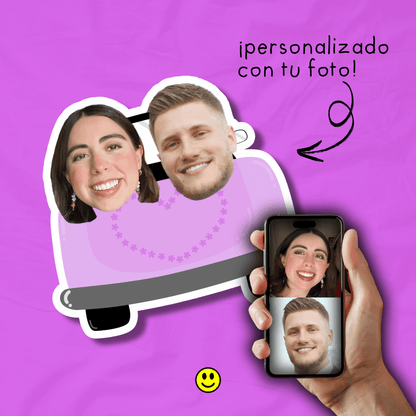 Carro Auto Boda Imán Personalizado Foto | Imán con Foto de Cara con Corte al Borde | Regalo Divertido y Único para Refrigerador, Hecho a Mano para Amigos, Parejas, Mascotas, Familia, Novios