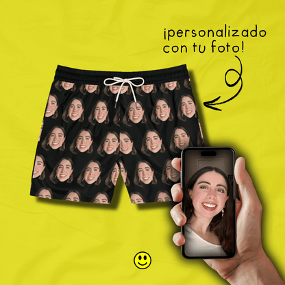 Patrón con Foto Divertido | Traje de Baño Short Personalizado para Hombre con Caras | Regalo Único para Amigos, Novios, Vacaciones, Despedidas, Playa, Verano