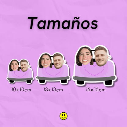 Carro Auto Boda Imán Personalizado Foto | Imán con Foto de Cara con Corte al Borde | Regalo Divertido y Único para Refrigerador, Hecho a Mano para Amigos, Parejas, Mascotas, Familia, Novios