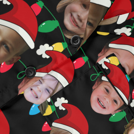 Patrón Navideño con Caras | Pijama Personalizada de Navidad con Foto para Hombre, Mujer y Niños | Regalo Familiar Divertido para Navidad