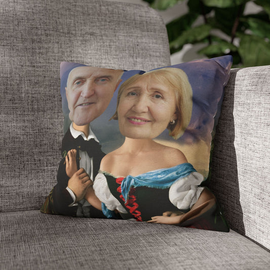 Estilo Arte Clásico Familiar | Cojín Personalizado con Foto Tipo Pintura para Abuelos, Papás, Mamá y Papá, Familia | Regalo Emotivo y Elegante para Hogar y Recuerdos Especiales