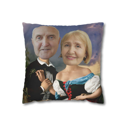 Estilo Arte Clásico Familiar | Cojín Personalizado con Foto Tipo Pintura para Abuelos, Papás, Mamá y Papá, Familia | Regalo Emotivo y Elegante para Hogar y Recuerdos Especiales