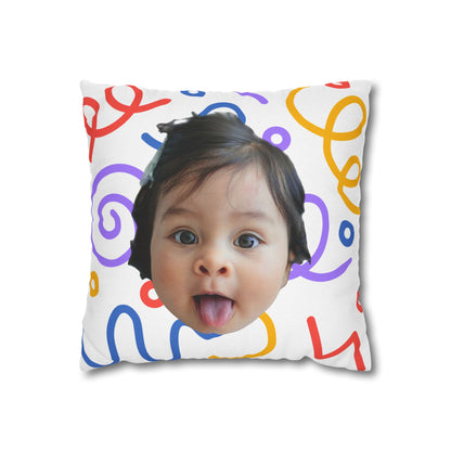 Cara Única Fondo Ilustrado | Cojín Personalizado con Foto de Rostro para Hombre, Mujer, Niños y Amigos | Regalo Divertido y Original