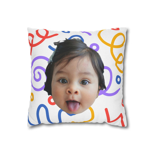 Cara Única Fondo Ilustrado | Cojín Personalizado con Foto de Rostro para Hombre, Mujer, Niños y Amigos | Regalo Divertido y Original