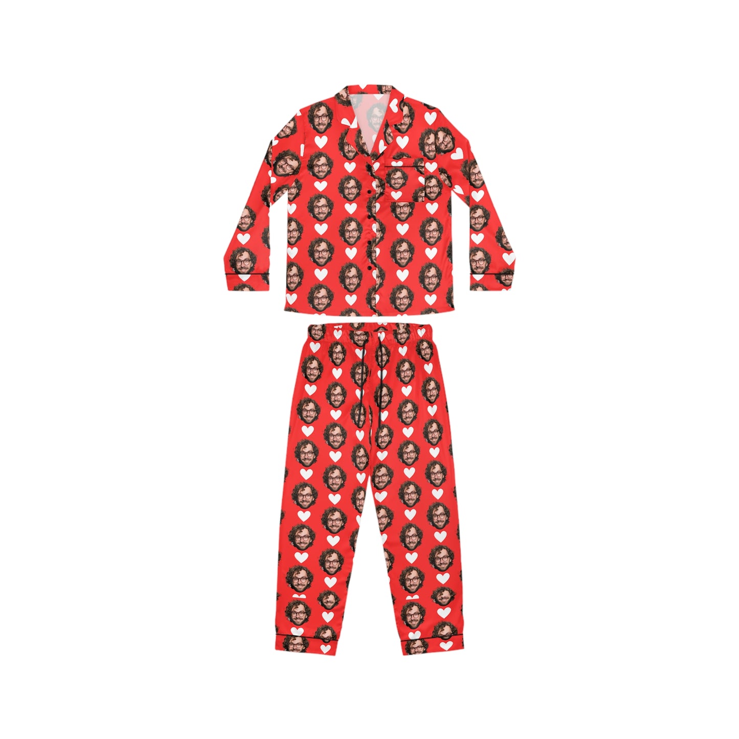 Patrón Cara con Corazones | Pijama Personalizada con Foto para Hombre y Mujer | Regalo Romántico para Parejas, San Valentín y Aniversarios