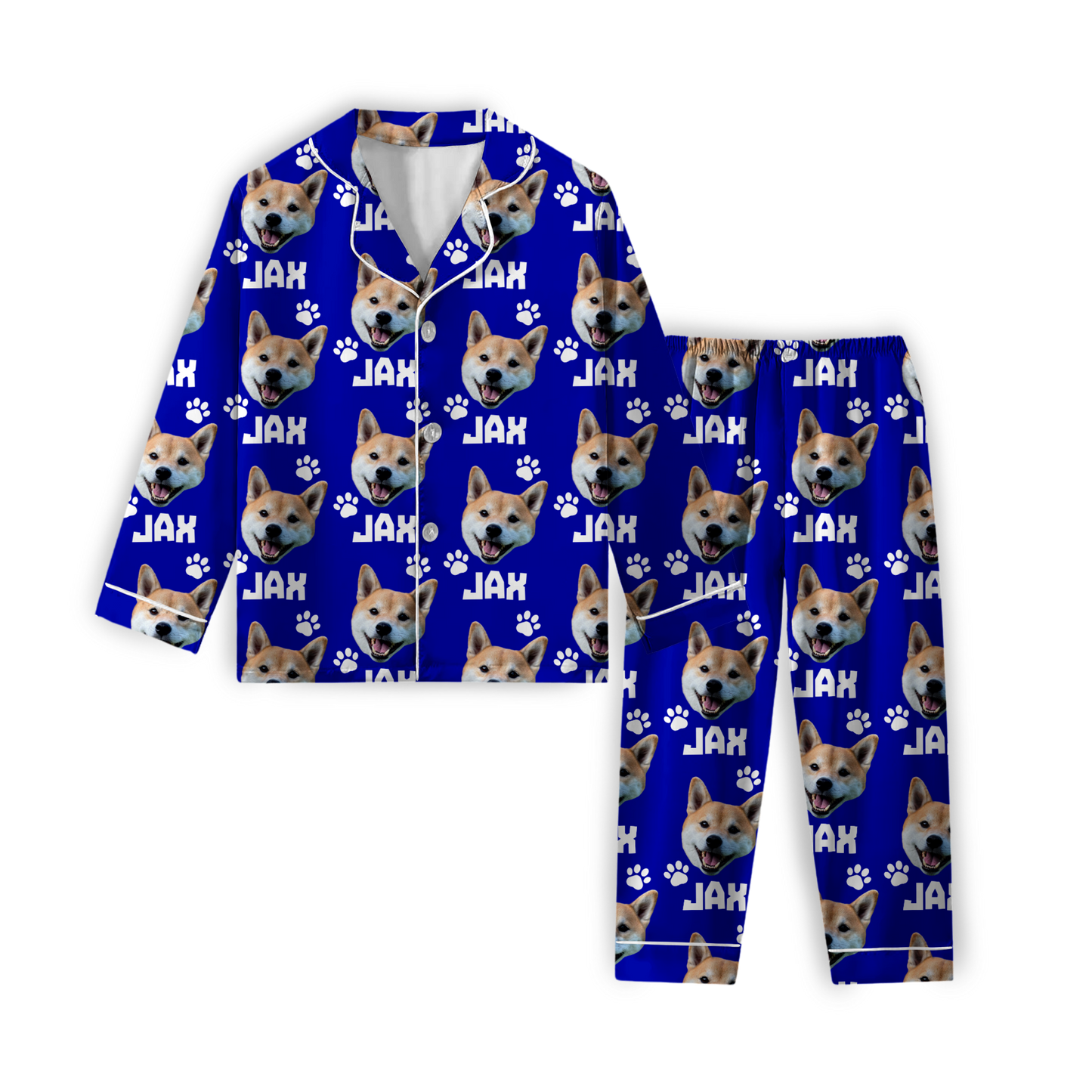 Patrón Cara de Mascota con Nombre | Pijama Personalizada con Foto de Perro o Gato para Hombre y Mujer | Regalo Único para Amantes de las Mascotas