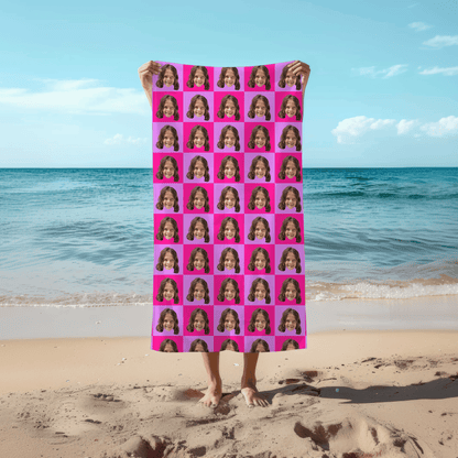 Caras en Cuadros Rosas | Toalla Personalizada con Estilo Chequeado | Regalo Original para Playa, Baño, Gimnasio, Hombre, Mujer, Amigos