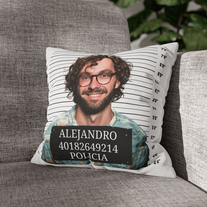 Estilo Mugshot | Cojín Personalizado con Foto y Nombre para Novio, Amigo, Esposo, Hermano, Hombre | Regalo Divertido para Parejas, Despedidas, Cumpleaños y Bromas