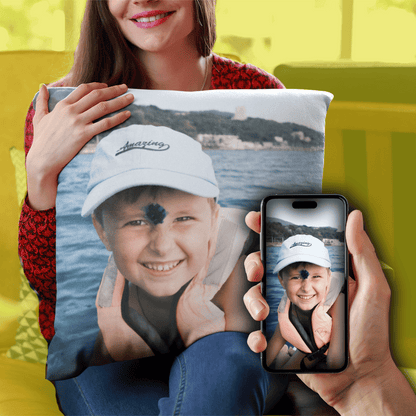 Imagen Completa | Cojín Personalizado con Foto de Cara para Novio, Novia, Mujer, Hombre, Mamá, Papá, Hermanos, Amigos | Regalo para Mujeres, Esposa, Ella, Hombres, Esposo, Él, Novio