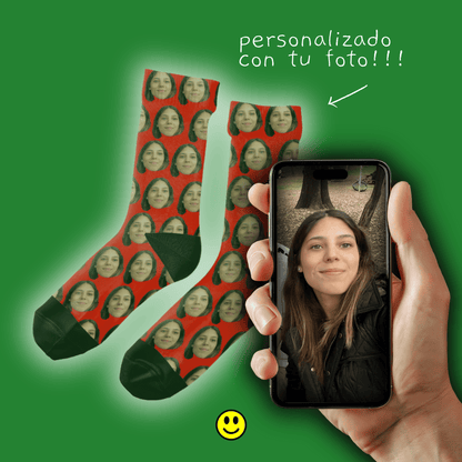 Patrón Una Foto | Calcetas Personalizadas con Foto de Cara para Jóvenes, Hombre y Mujer | Regalo Único para Adolescentes, Amigos, Mujeres, Hermanos, Novios, Todos