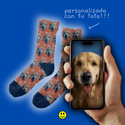 Hueso | Calcetas Personalizadas con Foto de Cara Mascota para Jóvenes, Hombre y Mujer | Regalo Único para PerrHijos, Adolescentes, Amigos, Mujeres, Hermanos, Novios, Todos
