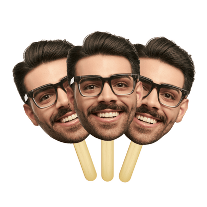 Cabeza Gigante Personalizada en Palo | Recorte de Cara Grande para Fiestas, Bodas, Graduaciones, Eventos, Deportes, Cumpleaños