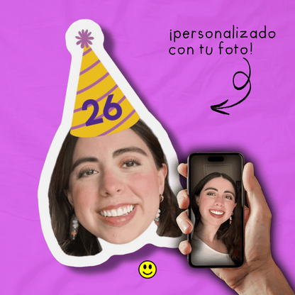 Imán Personalizado Cumpleaños | Imán con Foto de Cara con Corte al Borde | Regalo Divertido y Único para Refrigerador, Hecho a Mano para Amigos, Parejas, Mascotas, Familia, Novios