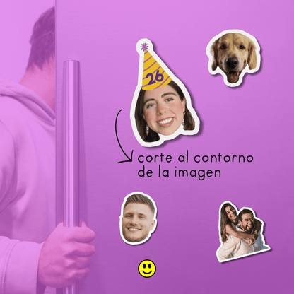 Imán Personalizado Cumpleaños | Imán con Foto de Cara con Corte al Borde | Regalo Divertido y Único para Refrigerador, Hecho a Mano para Amigos, Parejas, Mascotas, Familia, Novios