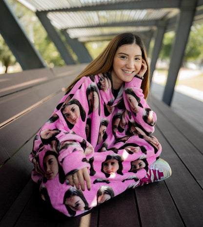 Patrón | Huggy Sudadera de Cobija Unitalla con Cara Personalizado con Foto de Cara para Novio, Novia, Mujer, Hombre, Mamá, Papá, Hermanos, Amigos | Regalo para Mujer, Novia, Ella, Hombres, Esposo, Él, Novio