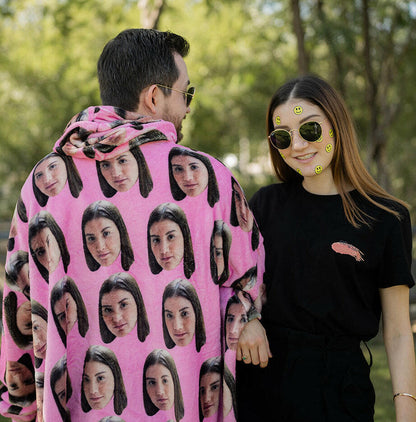 Patrón | Huggy Sudadera de Cobija Unitalla con Cara Personalizado con Foto de Cara para Novio, Novia, Mujer, Hombre, Mamá, Papá, Hermanos, Amigos | Regalo para Mujer, Novia, Ella, Hombres, Esposo, Él, Novio