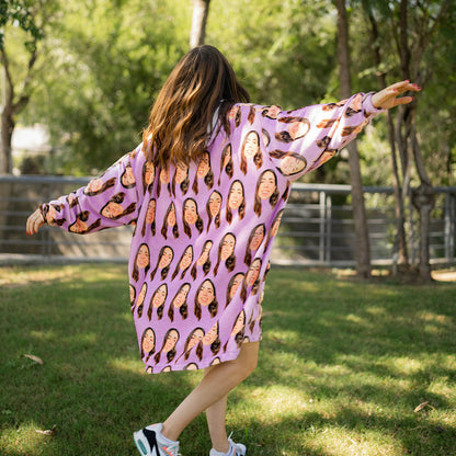 Patrón | Huggy Sudadera de Cobija Unitalla con Cara Personalizado con Foto de Cara para Novio, Novia, Mujer, Hombre, Mamá, Papá, Hermanos, Amigos | Regalo para Mujer, Novia, Ella, Hombres, Esposo, Él, Novio