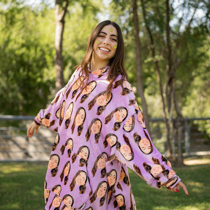 Patrón | Huggy Sudadera de Cobija Unitalla con Cara Personalizado con Foto de Cara para Novio, Novia, Mujer, Hombre, Mamá, Papá, Hermanos, Amigos | Regalo para Mujer, Novia, Ella, Hombres, Esposo, Él, Novio