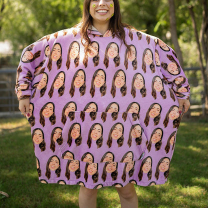 Patrón | Huggy Sudadera de Cobija Unitalla con Cara Personalizado con Foto de Cara para Novio, Novia, Mujer, Hombre, Mamá, Papá, Hermanos, Amigos | Regalo para Mujer, Novia, Ella, Hombres, Esposo, Él, Novio