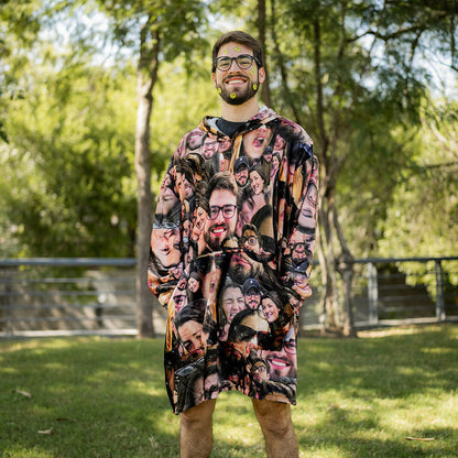 Collage | Huggy Sudadera de Cobija Unitalla con Cara Personalizado con Foto de Cara para Novio, Novia, Mujer, Hombre, Mamá, Papá, Hermanos, Amigos | Regalo para Mujer, Novia, Ella, Hombres, Esposo, Él, Novio