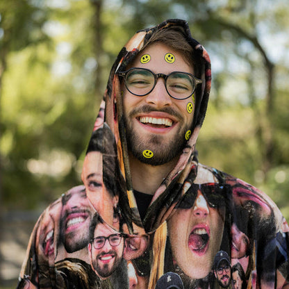 Collage | Huggy Sudadera de Cobija Unitalla con Cara Personalizado con Foto de Cara para Novio, Novia, Mujer, Hombre, Mamá, Papá, Hermanos, Amigos | Regalo para Mujer, Novia, Ella, Hombres, Esposo, Él, Novio