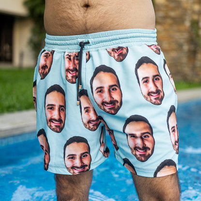 Patrón con Foto Divertido | Traje de Baño Short Personalizado para Hombre con Caras | Regalo Único para Amigos, Novios, Vacaciones, Despedidas, Playa, Verano