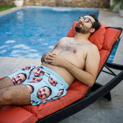 Patrón con Foto Divertido | Traje de Baño Short Personalizado para Hombre con Caras | Regalo Único para Amigos, Novios, Vacaciones, Despedidas, Playa, Verano