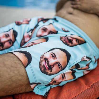 Patrón con Foto Divertido | Traje de Baño Short Personalizado para Hombre con Caras | Regalo Único para Amigos, Novios, Vacaciones, Despedidas, Playa, Verano