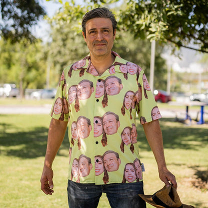 Patrón con Fotos | Camisa Hawaiana para Hombre y Mujer con Estampado de Playa y Flores | Ropa Colorida y Casual para Verano, Vacaciones, Fiestas, Todos